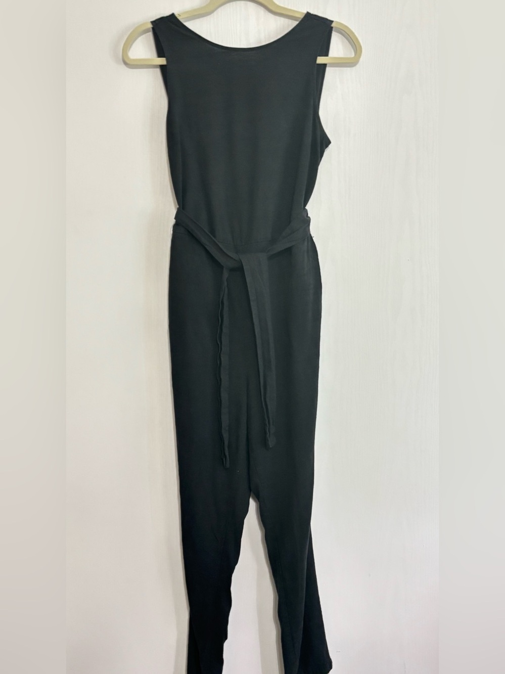 Marine Layer Eloise Jumpsuit Womens Small Phantom Black Sleeveless Tie-Waist